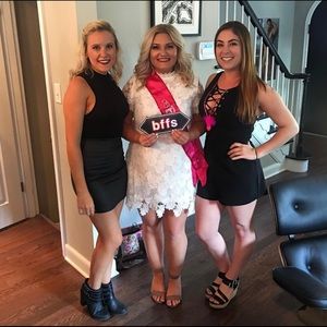 White dress perfect for a bridal shower/bachelorette!